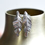 Handmade Textured Sterling Silver Leaf Earrings, thumbnail 3 of 9