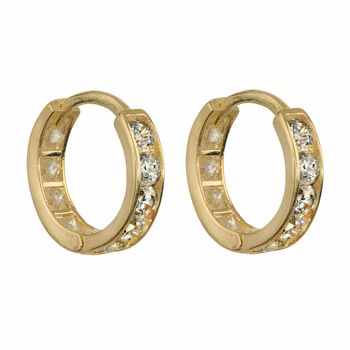 Pavé Eternity Earrings, Gold, 2 of 9