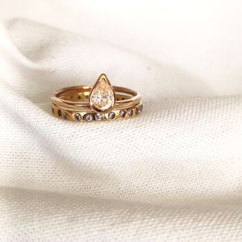 Pear Diamond Solitaire Ring On 18ct Gold, 4 of 5