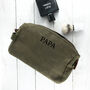 Personalised Men’s Vintage Waxed Canvas Wash Bag, thumbnail 7 of 9