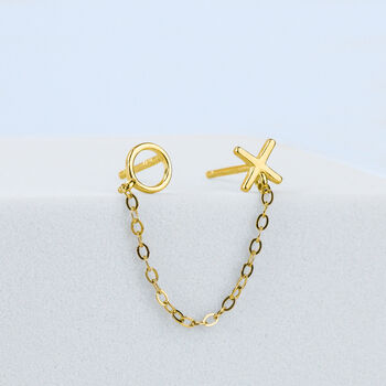 Sterling Silver X And O Double Piercing Earring, 3 of 6