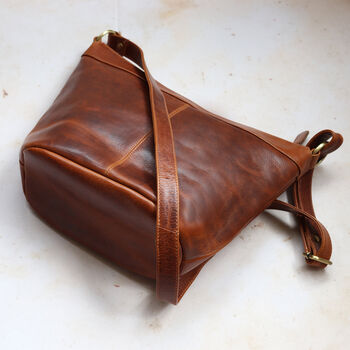 Leather Crossbody Shoulderbag, Tan, 2 of 5