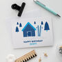 Skiing Chalet Personalised Birthday Card, thumbnail 1 of 3