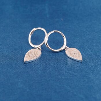 Tear Drop Silver Hoop Earrings, 3 of 6