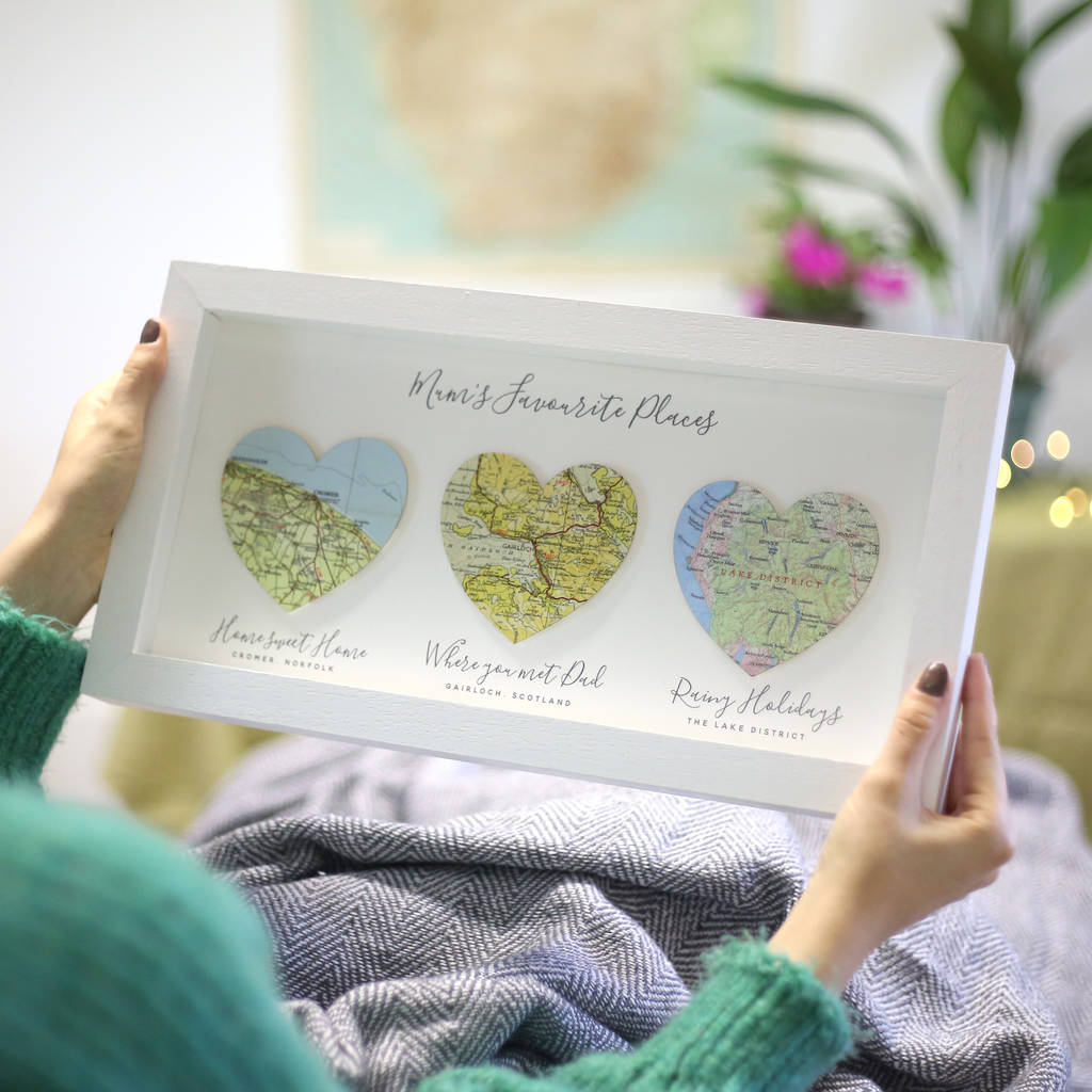 Favourite Places Personalised Map Heart Gift For Her, 1 of 5