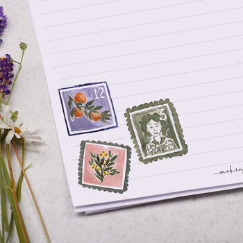 A4 Letter Writing Paper Floral Stamp Design, 2 of 4