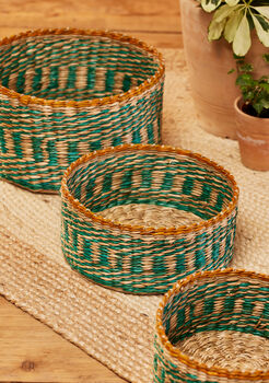 Round Stripe Seagrass Basket, 2 of 6