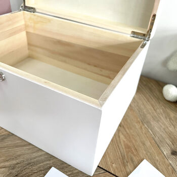 Personalised Born In 2026 Garland Engraved White New Baby Keepsake Box Three Sizes 22cm | 27cm | 30cm, 6 of 7