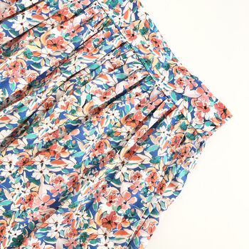 Blue Ditsy Floral Printed Cotton Midi Skirt, 5 of 5