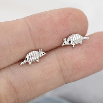 Sterling Silver Armadillo Stud Earrings, 6 of 12