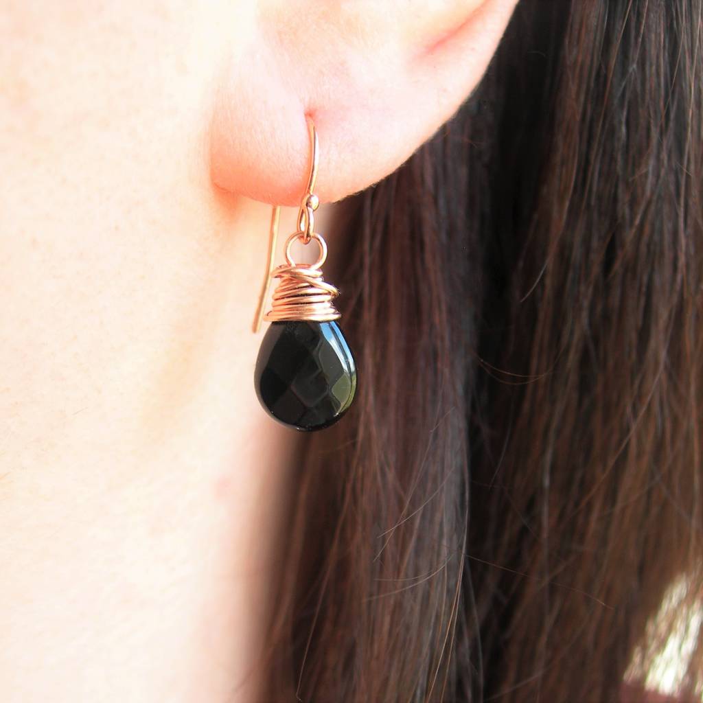 black gold drop earrings