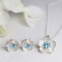 March Birthstone Necklace And Stud Earrings Set, thumbnail 1 of 3