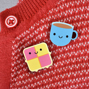 Kawaii Afternoon Tea And Cake Pin Or Brooch Set, 2 of 9