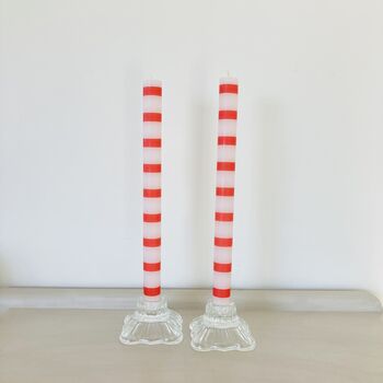 Pair Of Red And White Extra Long Dinner Candles, 2 of 3