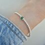 Sterling Silver May Emerald Single Bead Birthstone Stretch Bracelet Gift, thumbnail 5 of 8