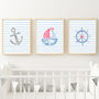 Sail Boat Nautical Nursery Art Print Set, thumbnail 1 of 4