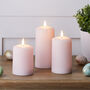 Trio Of Distressed Pastel Pink LED Candles, thumbnail 2 of 3