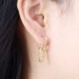 Gold Double Link Chain Earrings, Paperclip Earrings, Hanging Hoops, thumbnail 2 of 7