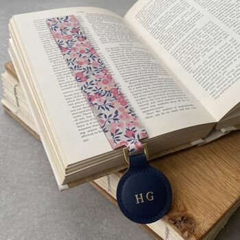 Personalised Leather Bookmark In Liberty Cotton, 7 of 9