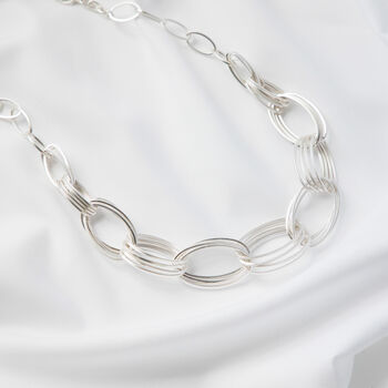 Silver Colour Multi Ring Linked Oval Hoop Necklace, 4 of 5