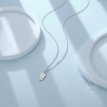 Sterling Silver Delicate Oak Leaf Pendant Necklace, 3 of 11