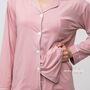 Pink Soft Cotton Solid Long Sleeve Night Suit Pyjama, thumbnail 9 of 12