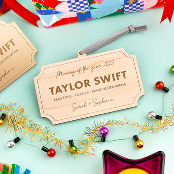 Personalised Concert Ticket Christmas Bauble, 2 of 5