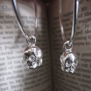 Silver Skull Hoop Earrings, 9 of 11