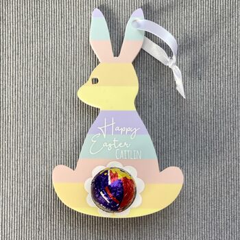 Personalised Stripey Creme Egg Holder Bunny, 2 of 2