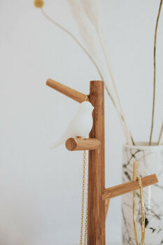 Personalised Jewellery Stand Wood And White Bird, 4 of 7