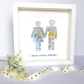 Personalised Couple Map Picture / Wedding Gift, 4 of 12