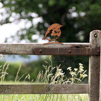 Rusty Metal Robin For Garden Fence Gift For Twitchers, 7 of 10