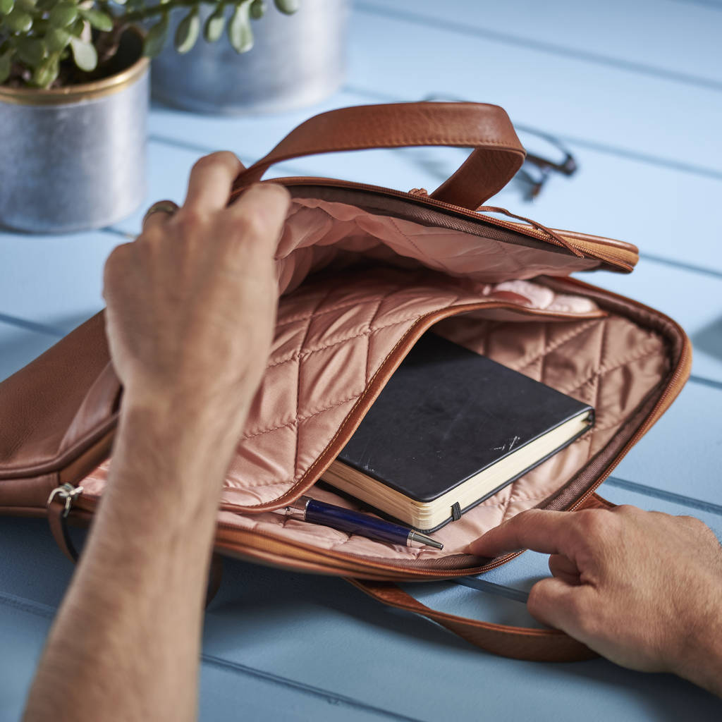 personalised leather laptop briefcase by posh totty designs creates