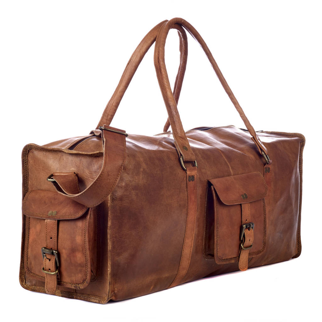 Personalised Handmade Leather Weekend Holdall By Paper High ...