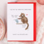 Funny Cute Cat Knocking Glass Over Valentine Card, thumbnail 1 of 5