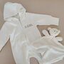 Personalised Baby Toddler Hooded Cotton Onesie, thumbnail 2 of 12