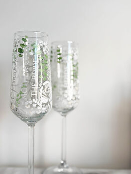 Personalised Hand Painted Champagne Flute – Bridesmaid Gift With Wedding Bouquet And Name, 9 of 9