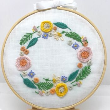White Floral Wreath Embroidery Kit, 3 of 10