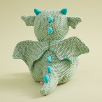 Personalised Green Knitted Dragon Soft Toy, 3 of 4