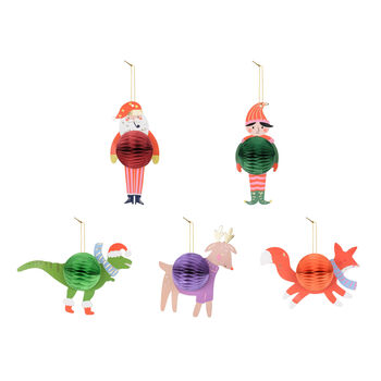 Five Christmas Honeycomb Tree Decorations, 2 of 3