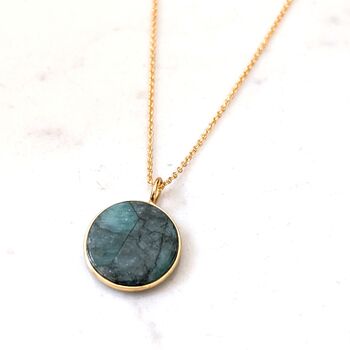 'The Circle' Emerald May Birthstone Necklace, Gold, 3 of 6