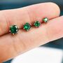 Emerald Green Cz Stud Earrings In Sterling Silver, thumbnail 7 of 12