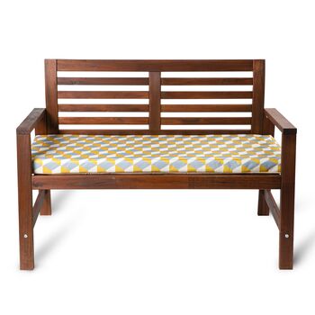 Cube Yellow Water Resistant Garden Bench Seat Pad, 3 of 4