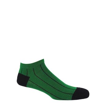Pin Stripe Green And Oxford Stripe Men's Trainer Socks, 3 of 9