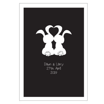 Love Bunnies Personalised Wedding Print, 2 of 4