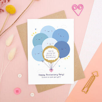 Personalised Anniversary Balloons Scratch Card, 3 of 10