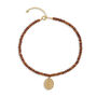 Brown Flat Jade Stone Beaded Charm Necklace, thumbnail 1 of 2