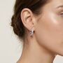 Sterling Silver Pave Hoop Earrings, thumbnail 3 of 3