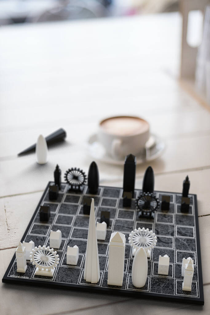 Skyline Chess Set With Black London Map Board, 1 of 6