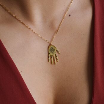 18 K Gold Hand Pendant Necklace Protection Jewelry, 2 of 5
